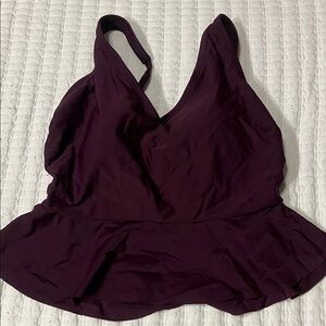 Kona Sol Dark Purple Peplum Tankini Top